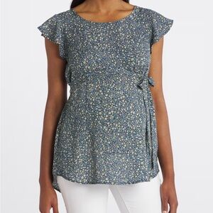 Full Moon Claire Maternity Tie Front Blouse